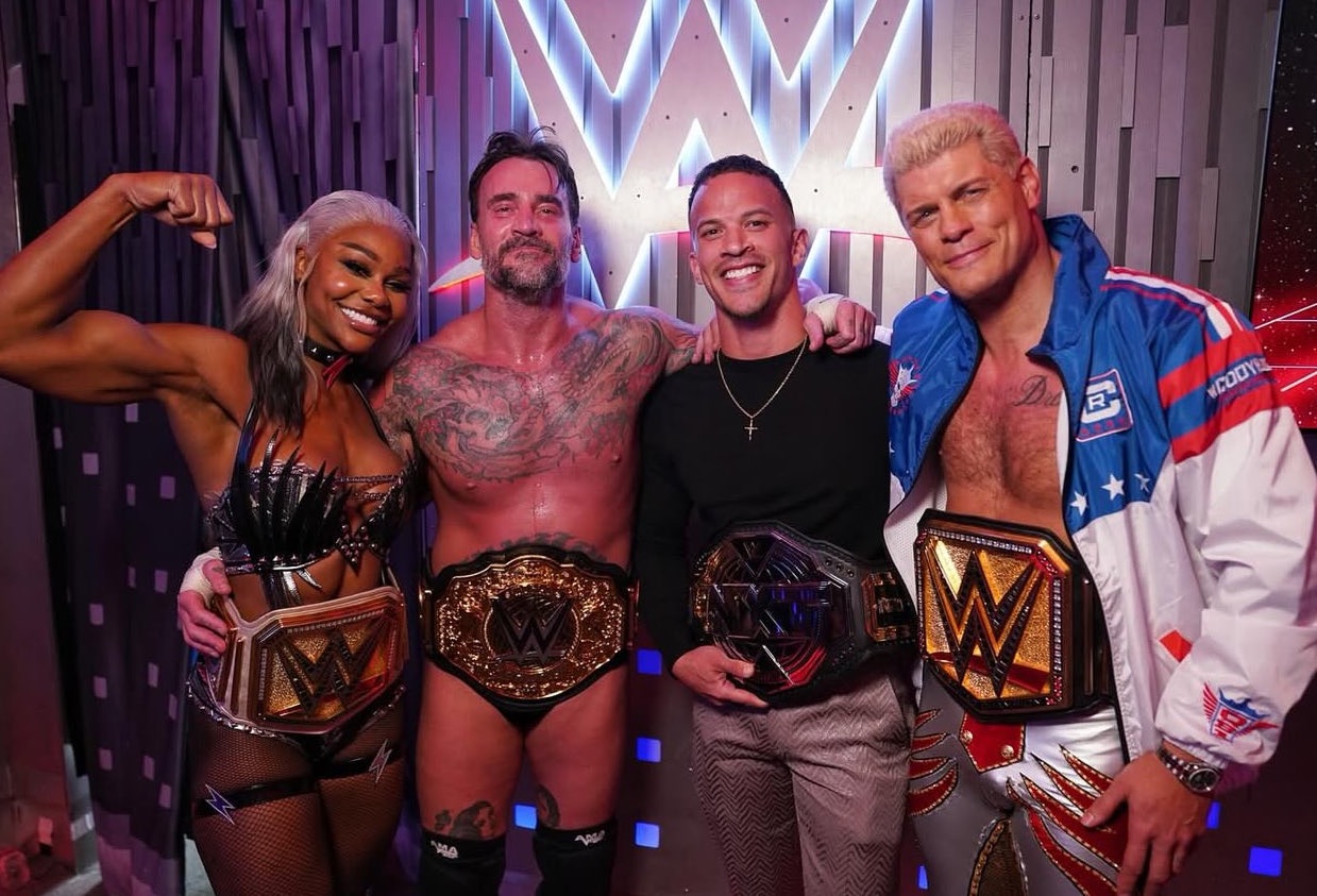 Former AEW stars all pose as current WWE Champions