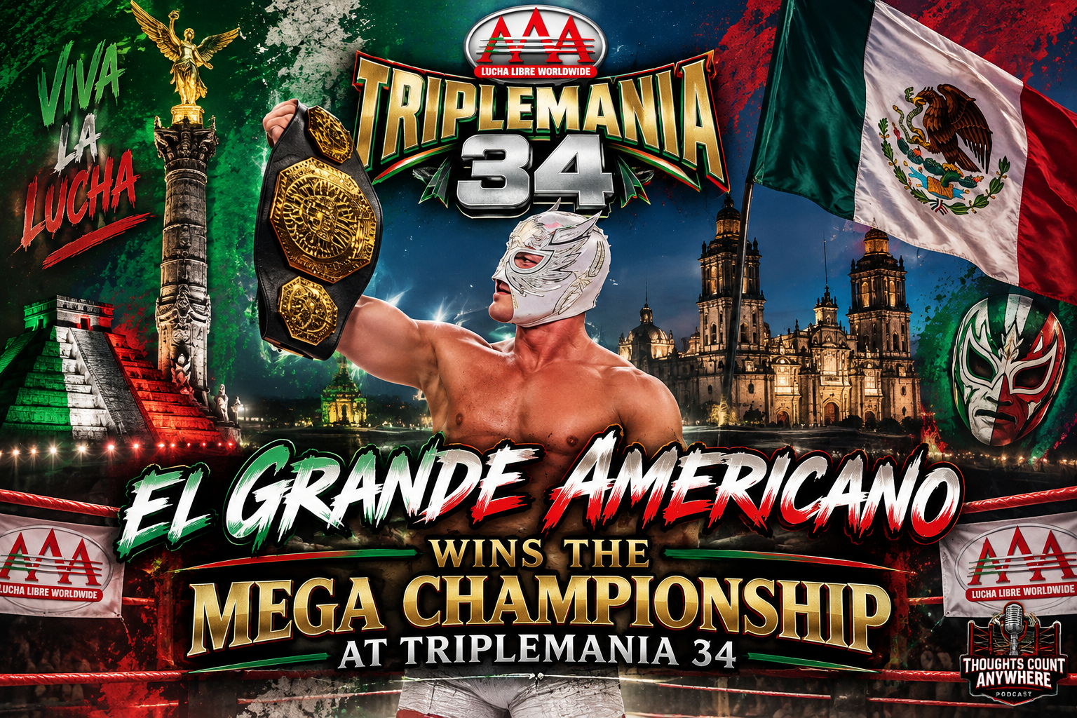 And New.. El Grande Americano wins the AAA Mega Championship